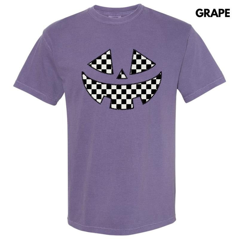 Checker Jack O Lantern Face Comfort Colors T-Shirt 'NLB'