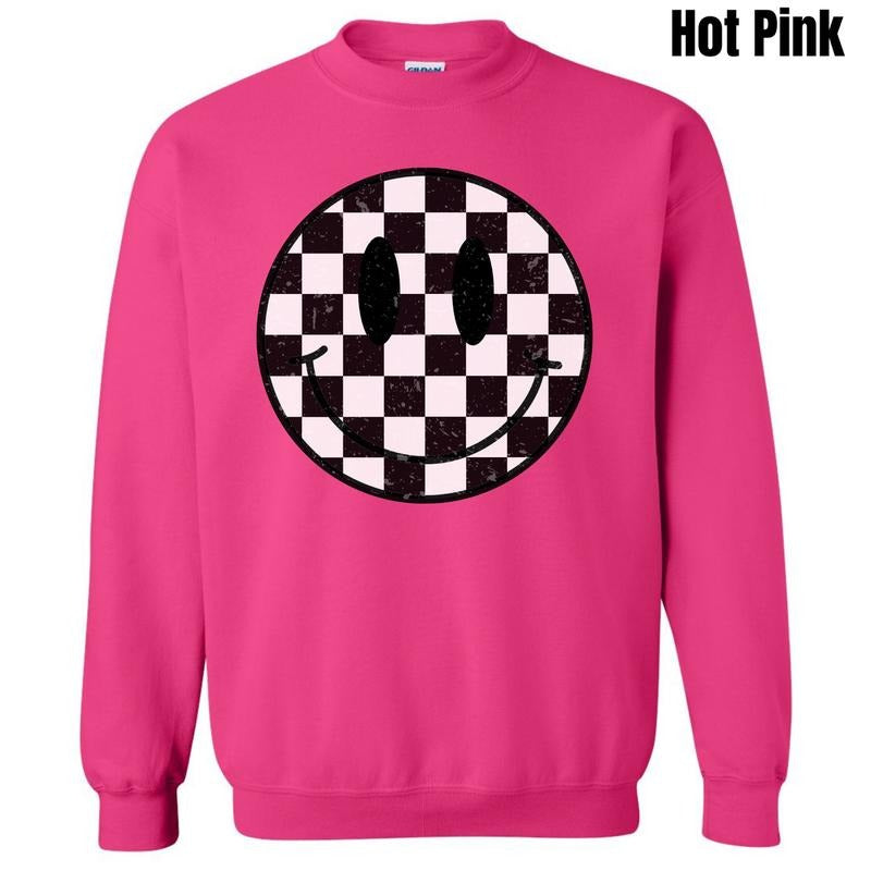 Checkerboard Happy Face Sweatshirt 'NLB'