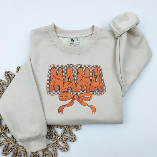 Checkered Basketball Mama Coquette Sweatshirt, Embroidered Basketball Mama Sweatshirt, Vintage Game Day Sweatshirt, Sport Mama Crewneck