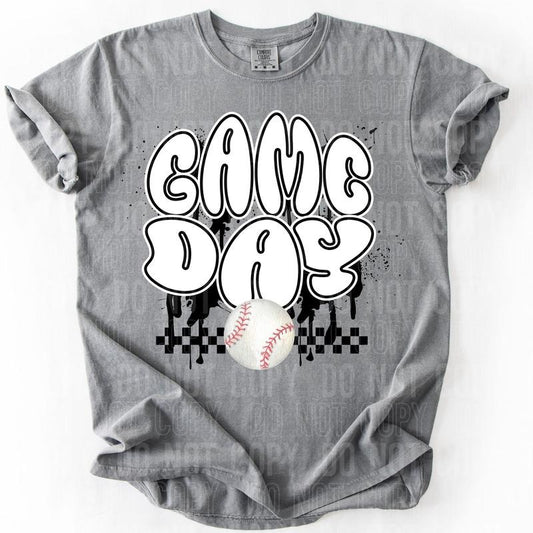 Checkered Game Day Baseball DTF Transfers - THIS IS NOT A SHIRT