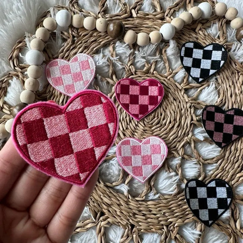 Checkered Heart Iron On Patch T-Shirts, Hoodie, Sweatshirt | DripVista.com
