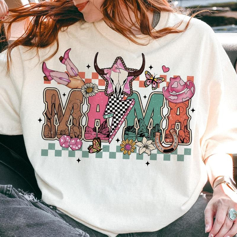 Checkered Howdy Mama T-Shirt, Mama T-Shirt, Mothers Day T-Shirt