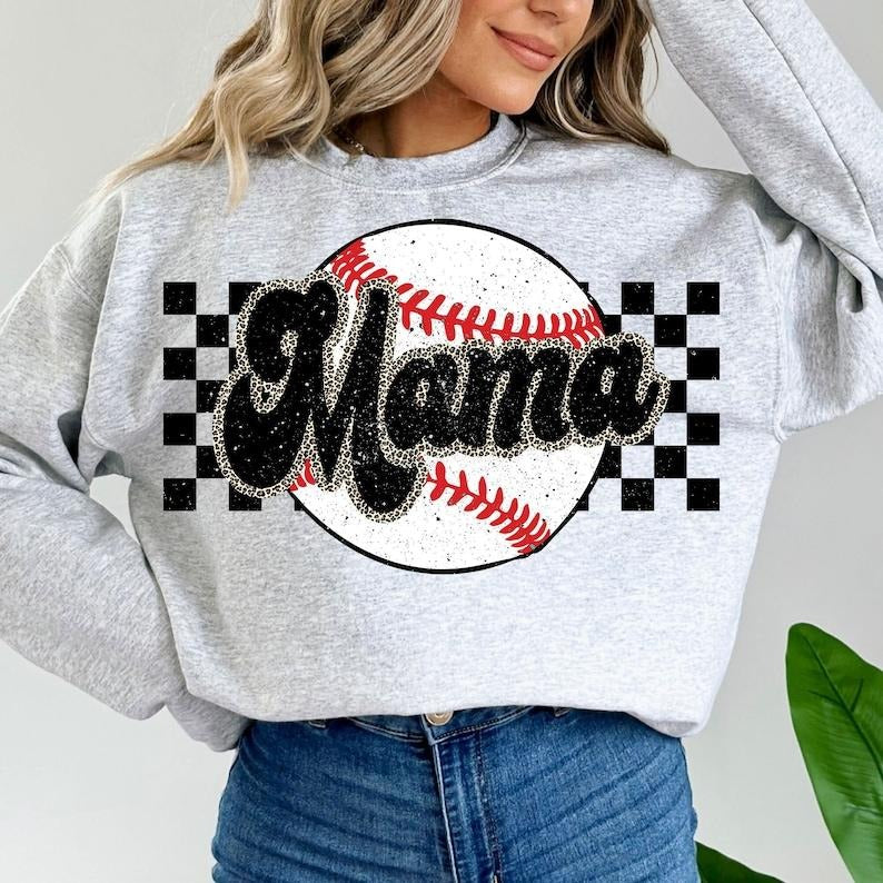 Checkered Leopard Baseball Mama , Mama , Baseball , Baseball Mama Shirt , Baseball Mama s, Sweatshirt Hoodie | DripVista.com