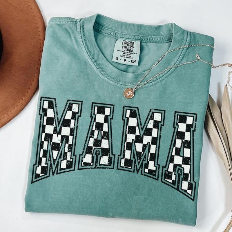 Checkered Mama Shirt Gift for Mom, Retro Mom Tee, Mother's Day Gift, Vintage Checkered Mama Tshirt, Varsity Mom...