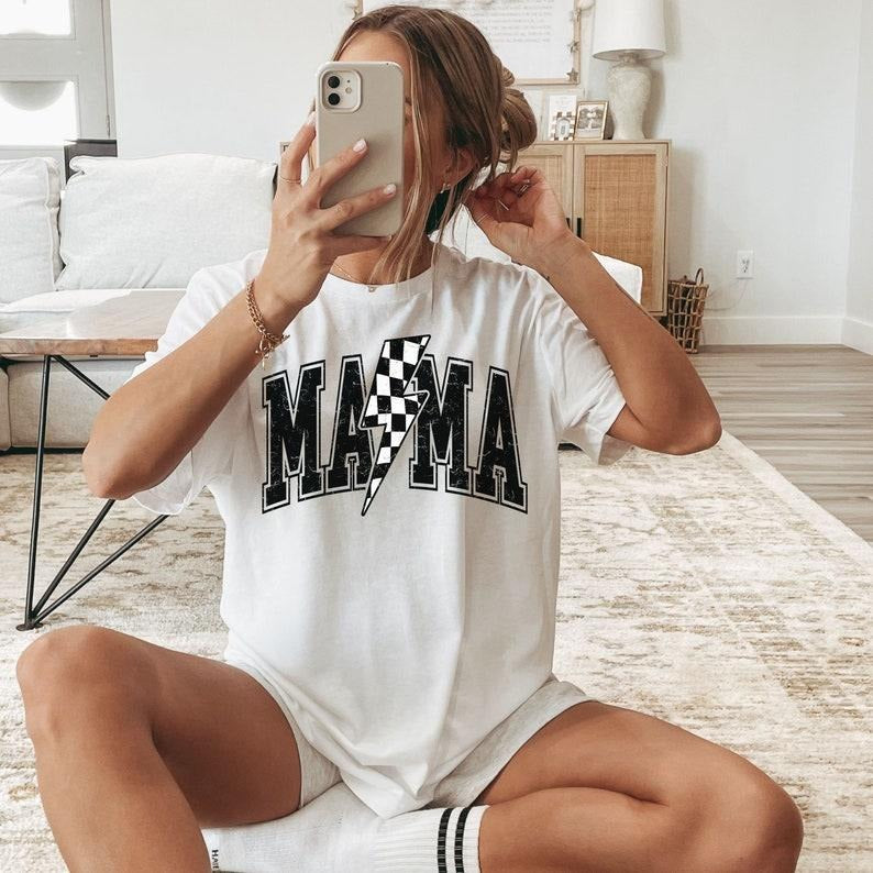 Checkered Mama Shirt, Christmas Gift Moms, Mom Tee, Trendy Mama Shirt, Mama Tshirt, Shirts for Moms, Comfort Colors Tee, Retro Mama Shirt