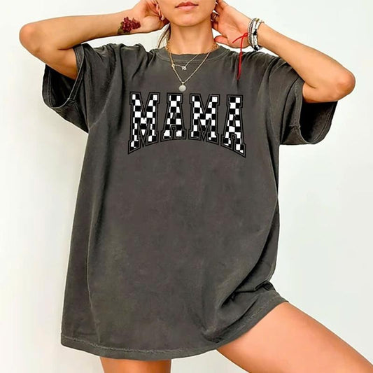 Checkered Mama T-Shirt Gift for Mom, Retro Mom Tee, Mother's Day Gift, Vintage Checkered Mama Tshirt, Varsity Mom T-shirt