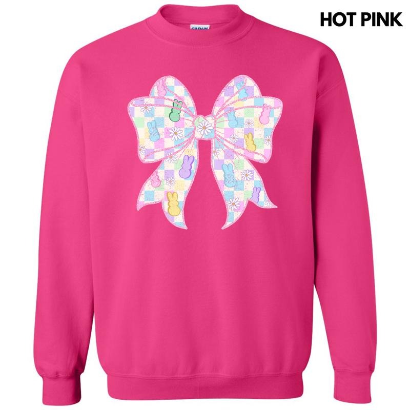 Checkered Peeps Bow Sweatshirt