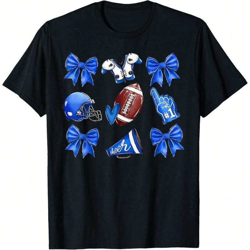 Cheer Blue Spiky hair fighters Coquette Bow Spiky hair fighters Mom Game Day T-Shirt Hoodie, Sweatshirt | DripVista.com