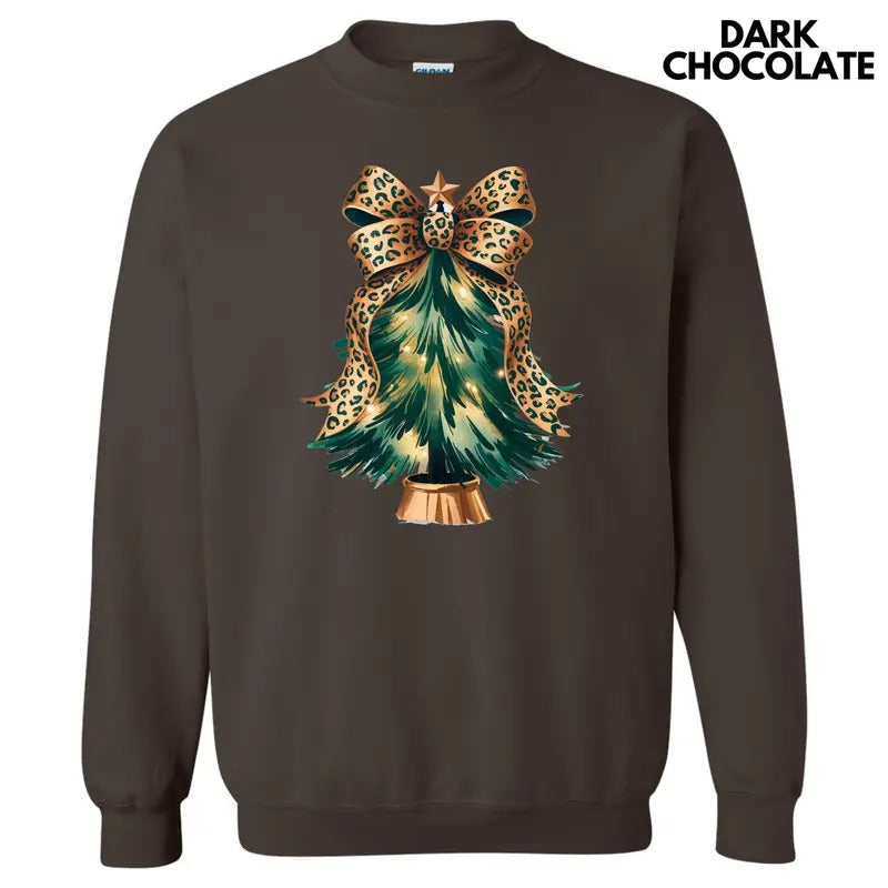 Cheetah Bow Christmas Tree Sweatshirt 'NLB'