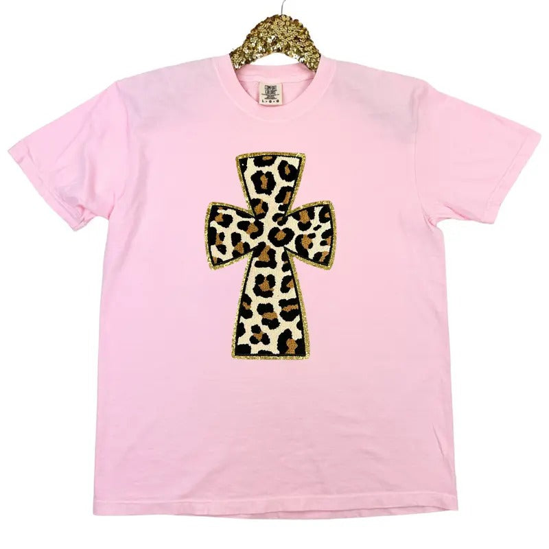 Cheetah CROSS Chenille Patch Comfort Colors T-Shirt