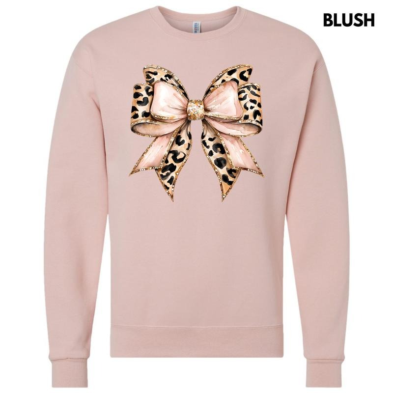 Cheetah Faux Glitter Bow Sweatshirt 'NLB'