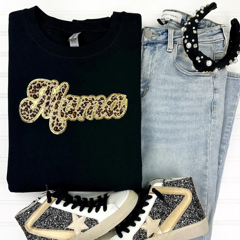 Cheetah Mama Chenille Patch Sweatshirt T-Shirts, Hoodie | DripVista.com