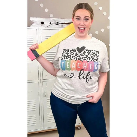 Cheetah Teacher Life Graphic T-Shirt