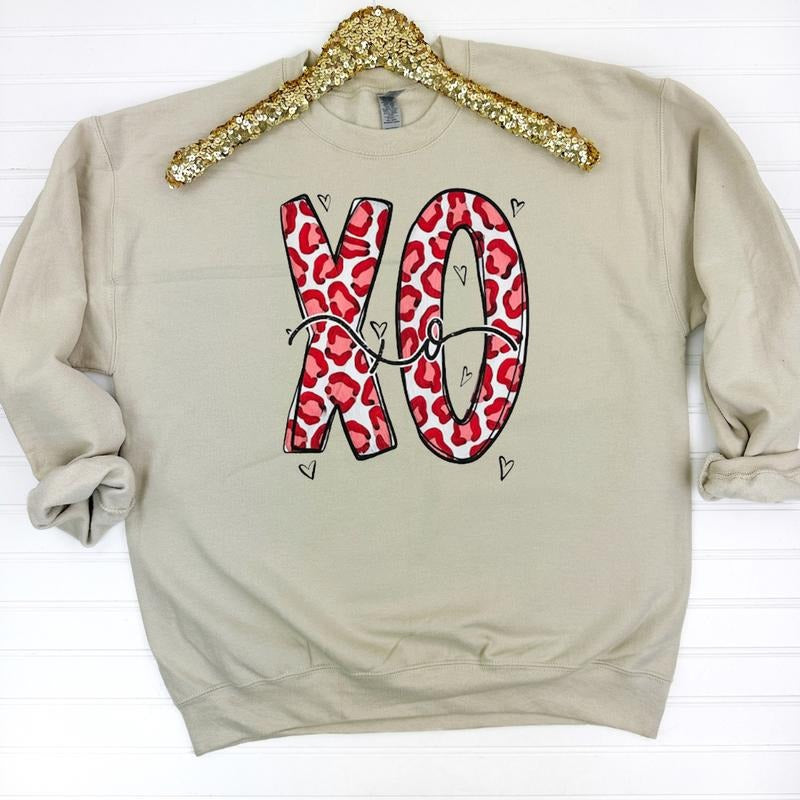 Cheetah XOXOXO Gildan Sweatshirt -- SAND T-Shirts, Hoodie | DripVista.com