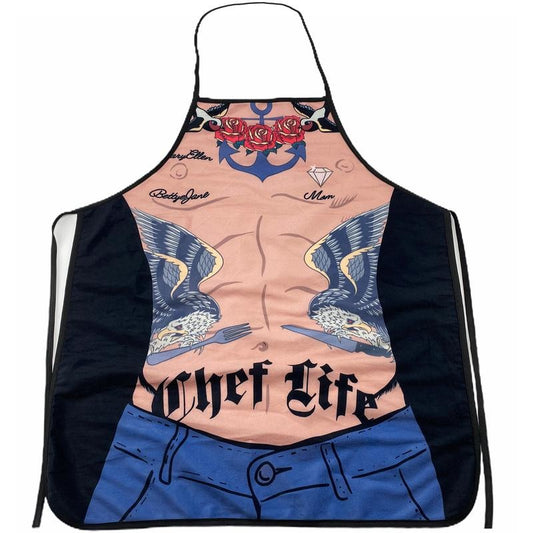 Chef Life Funny Tattoo Body Graphic Novelty Kitchen Smock Funny Graphic Kitchenwear Funny Food  Novelty Cookware Multi