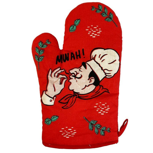 Chef's Kiss Oven Mitt Funny Italian Cooking Culinary Foodie Kitchen Glove Funny Graphic Kitchenwear Funny Food  Novelty Cookware Red