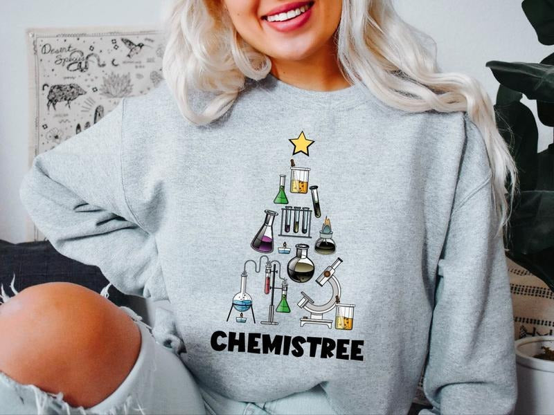 Chemistree Sweatshirt, Chemistry Teacher Christmas Sweater, Unisex Chemical Teacher X-mas Party Hoodie, Science Student Holiday Gift Sweater.