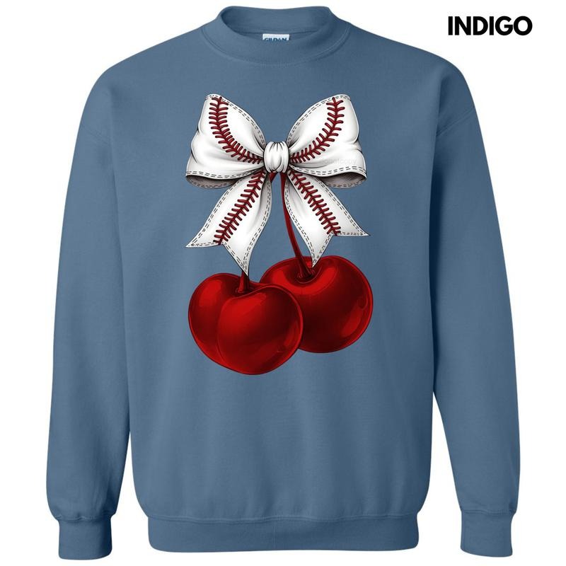 Cherries Baseball Bow Sweatshirt T-Shirts, Hoodie | DripVista.com
