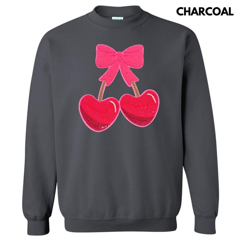 Cherry Bow Chenille Patch Sweatshirt