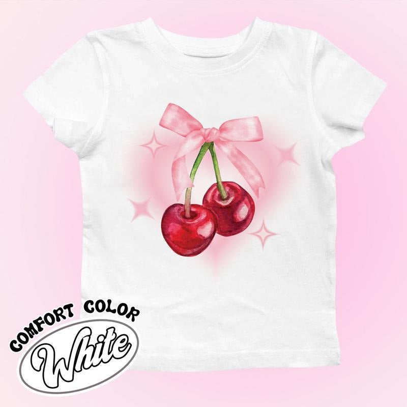 Cherry Bow Shirt, Coquette Cherry Bow, Bow and Cherry Shirt, Coquette Cherry and Bow Sshirt, Cherry Bow Aesthetic Hoodie,...