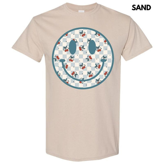 Cherry Checkered Happy Face Gildan Short Sleeve T-Shirt 'NLB'