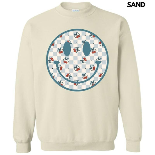 Cherry Checkered Happy Face Sweatshirt 'NLB'