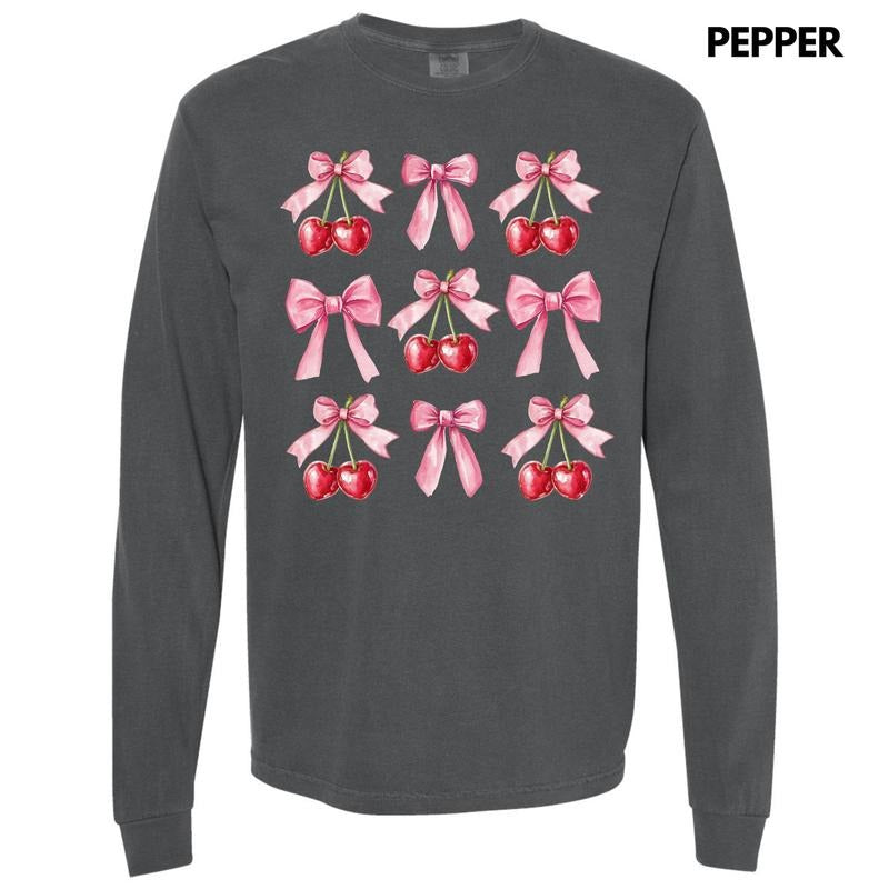 Cherry Collage Coquette Long Sleeve Comfort Colors T-Shirt 'NLB'