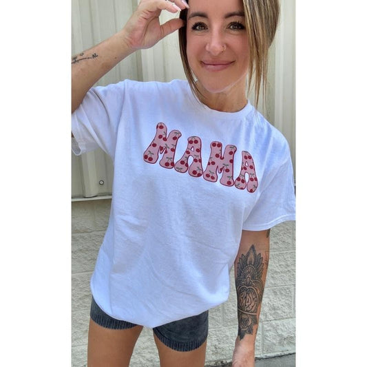 Cherry Print Mama Graphic Top