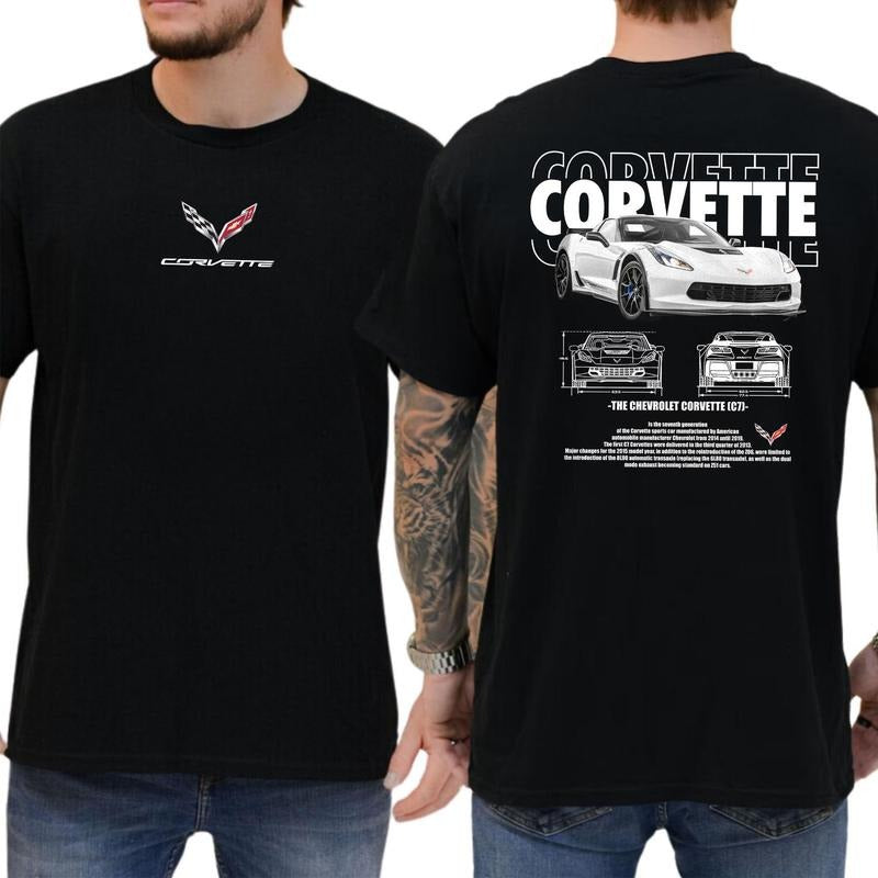 Chevrolet Corvette C7 Car Crewneck T-shirt Chevrolet Shirt Soft Fabric Short Sleeve Shirt Hoodie, Sweatshirt | DripVista.com