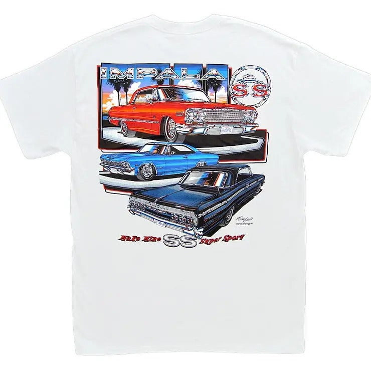Chevrolet Impala SS White T-Shirt - Chevy Super Sport 409 1963 1964 1965 1966