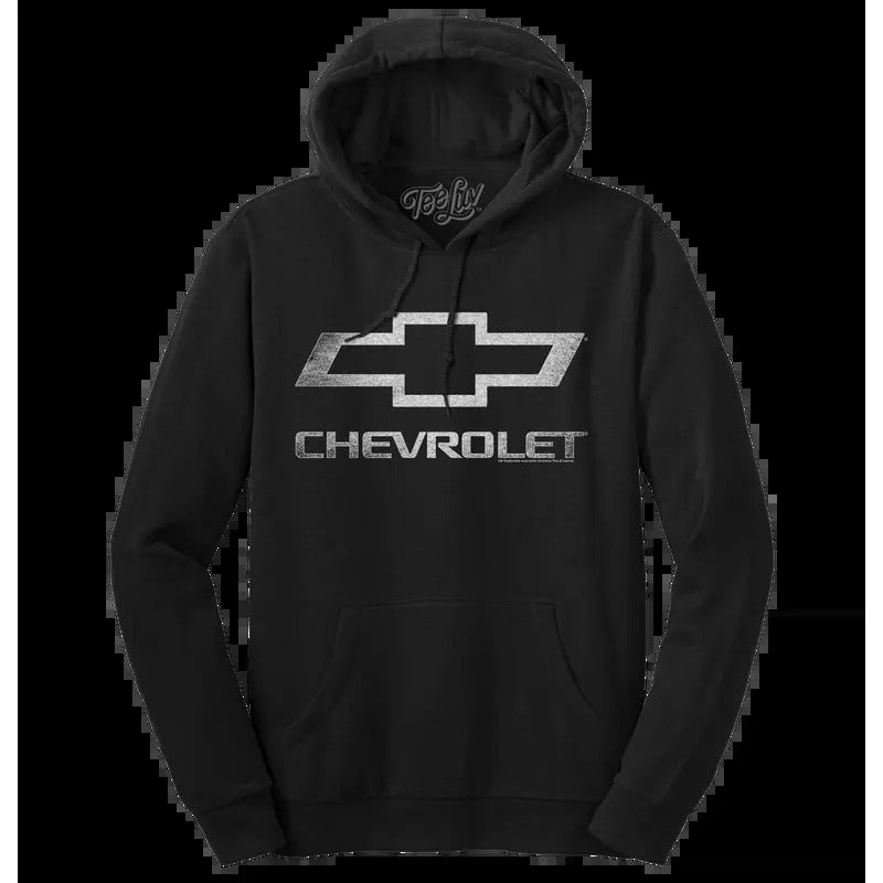 Chevrolet Logo Pullover Hooded Fleece Sweatshirt - Black