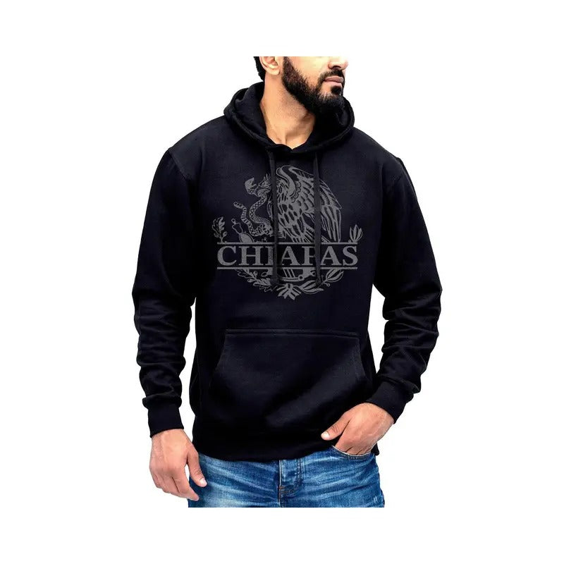 Chiapas Mexico Eagle Emblem Hoodie Sweatshirt Cotton Fabric