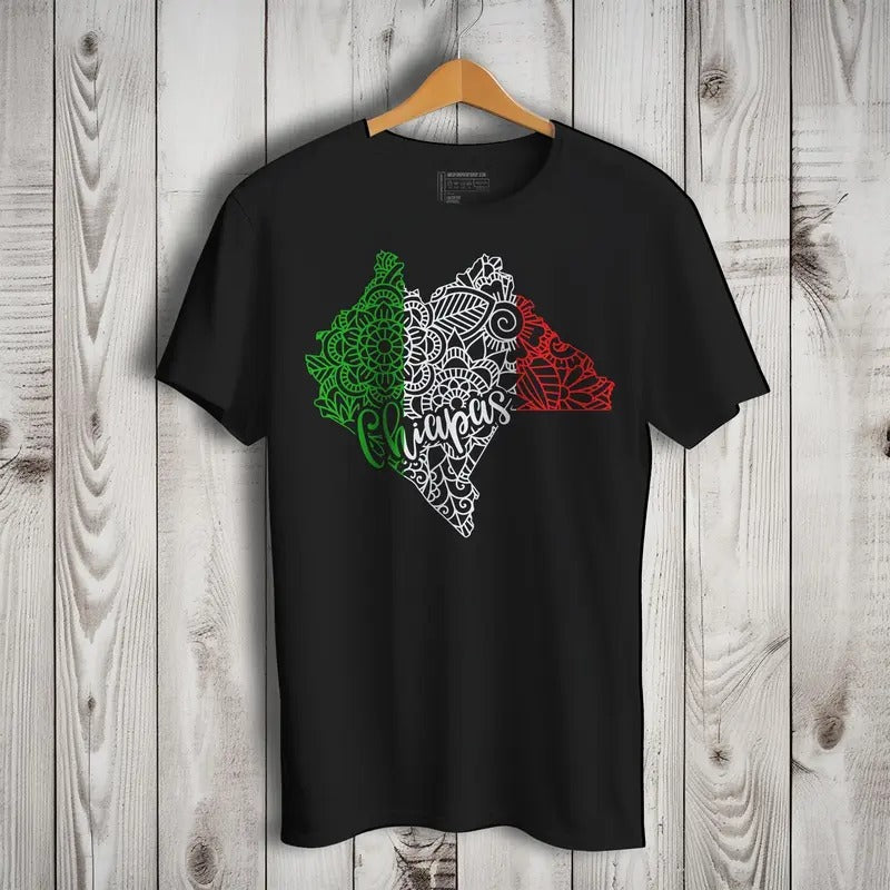 Chiapas Mexico Patriotic Mexican Short Sleeve T-Shirt- Playera Patriota De Mexico Casual Cotton