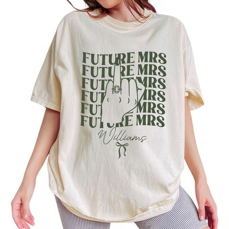 ChicCotton Custom Future Mrs Comfort Colors Shirt, Personalized Bridal T-shirt, Retro Bachelorette Bride Graphic Tee, Personalized Fiancee Gift
