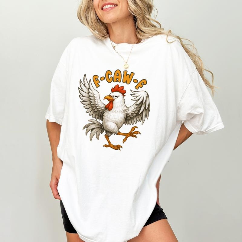 ChicCotton F-Caw-F Rooster Comfort Colors Shirt, Funny Chicken T-shirt, Funny Farm Animal Graphic Tee, Farm Life Sarcastic Clothing