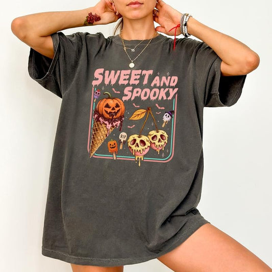 ChicCotton Sweet And Spooky Halloween Comfort Colors Shirt, Halloween Ice Cream T-shirt, Funny Spooky Season Graphic Tee, Trick Or Treat Clothing