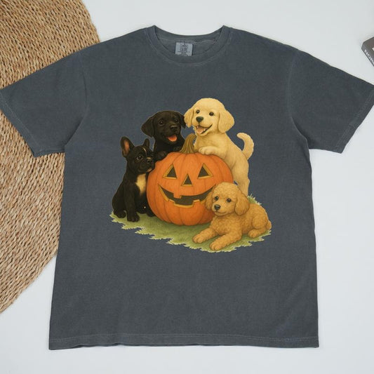 ChicCotton Vintage 90s Dogs Halloween Comfort Colors Shirt, Retro Pumpkin Dog T-shirt, Dog Mom Autumn Vibes Graphic Tee, Gift For Dog Lovers