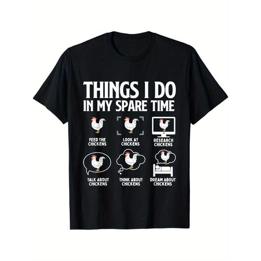 Chicken Print Men's Cotton T-shirt, Casual Short Sleeve Crew Neck T-shirt, Men's Tee For Outdoor made in usastyle{n002}2