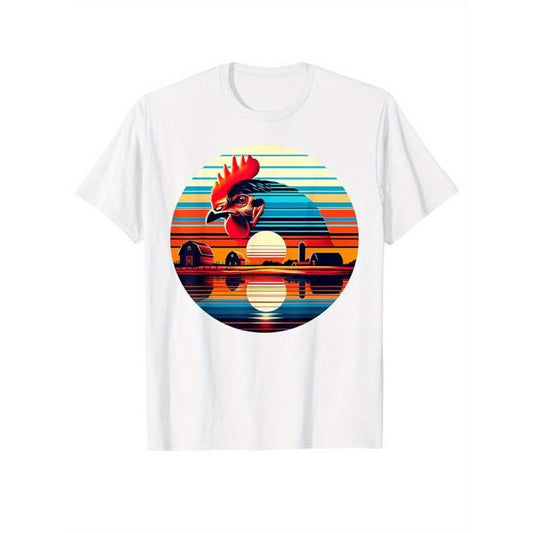 Chicken Print Men's Cotton T-shirt, Casual Short Sleeve Crew Neck T-shirt, Men's Tee For Outdoor made in usastyle{n002}3