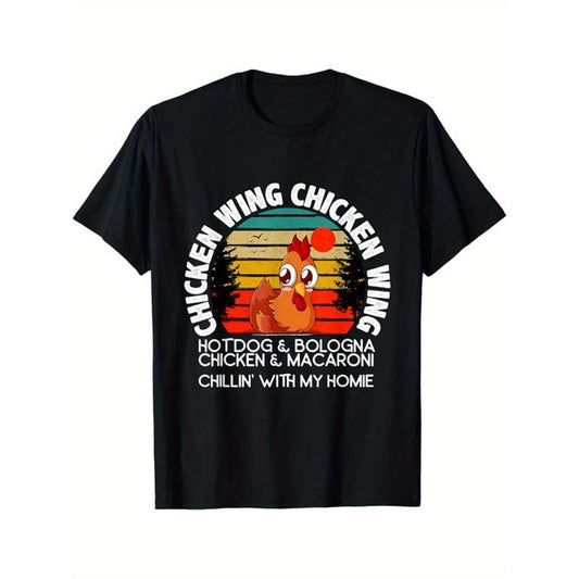 Chicken Print Men's Cotton T-shirt, Casual Short Sleeve Crew Neck T-shirt, Men's Tee For Outdoor made in usastyle{n002}4