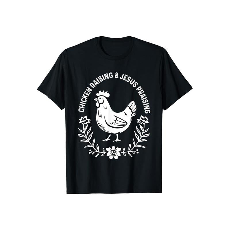 Chicken Raising And Jesus Praising TShirt Pure Cotton Casual Street Style Crew Neck Short Sleeve T-Shirt Tops Trendy For Women For Men