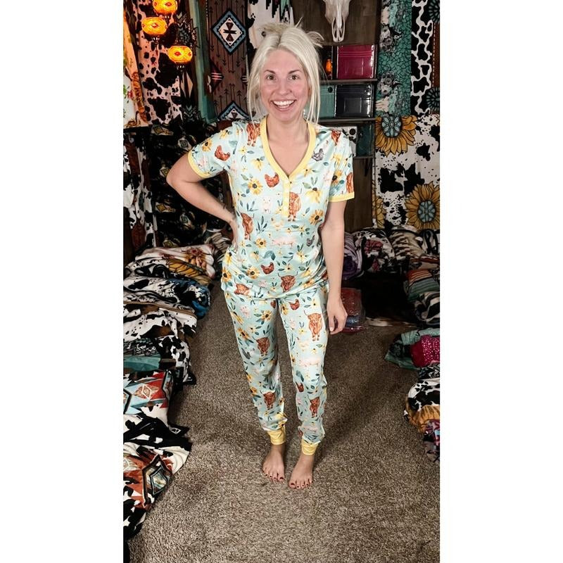 Chicken, Pig, Cow Short Sleeve PJ Set