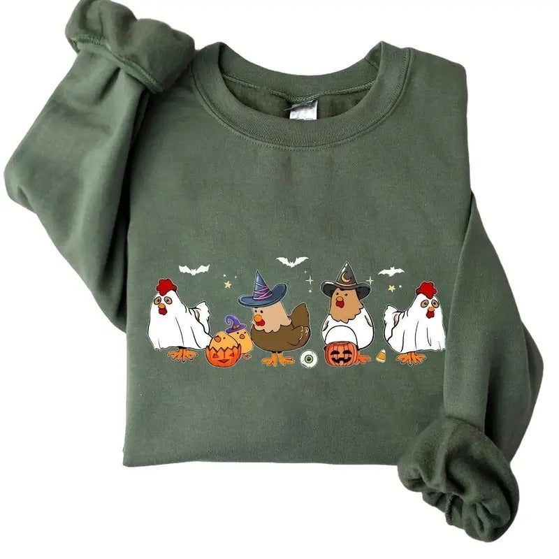 Chickens Halloween Crewneck Sweatshirt Hoodie Tshirt, Halloween 2024 Gifts