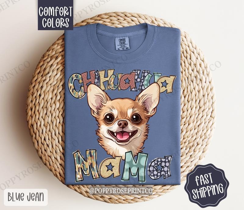 Chihuahua Mama Comfort Colors, Dog Mom Tee, Cute Mama Women's Tshirt Hoodie, Sweatshirt | DripVista.com