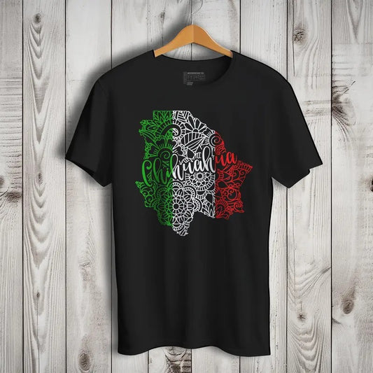Chihuahua Mexico Patriotic Mexican Short Sleeve T-Shirt- Playera Patriota De Mexico Casual Crewneck