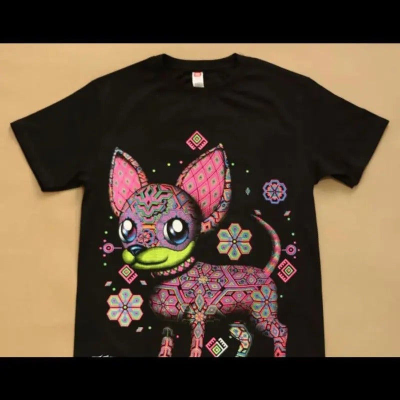 Chihuahua Rosa T-shirts Black Cotton