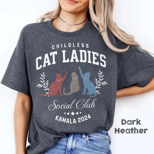 Childless Cat Lady Kamala Shirt, Kamala Harris President 2024 Shirt, Womens Power, Girl Power, Democrat T-shirt