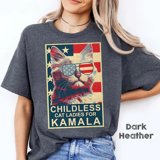 Childless Cat Lady Kamala Shirt, Ladies for Kamala Harris President 2024 Unisex T-Shirt
