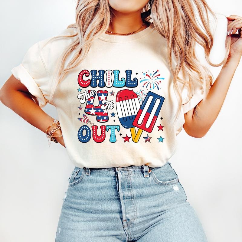 Chill The 4th Out T-Shirt, Funny 4th of July T-Shirt, Retro 4th of July, Fourth of July T-Shirt, America T-Shirt, Patriotic Freedom T-Shirt