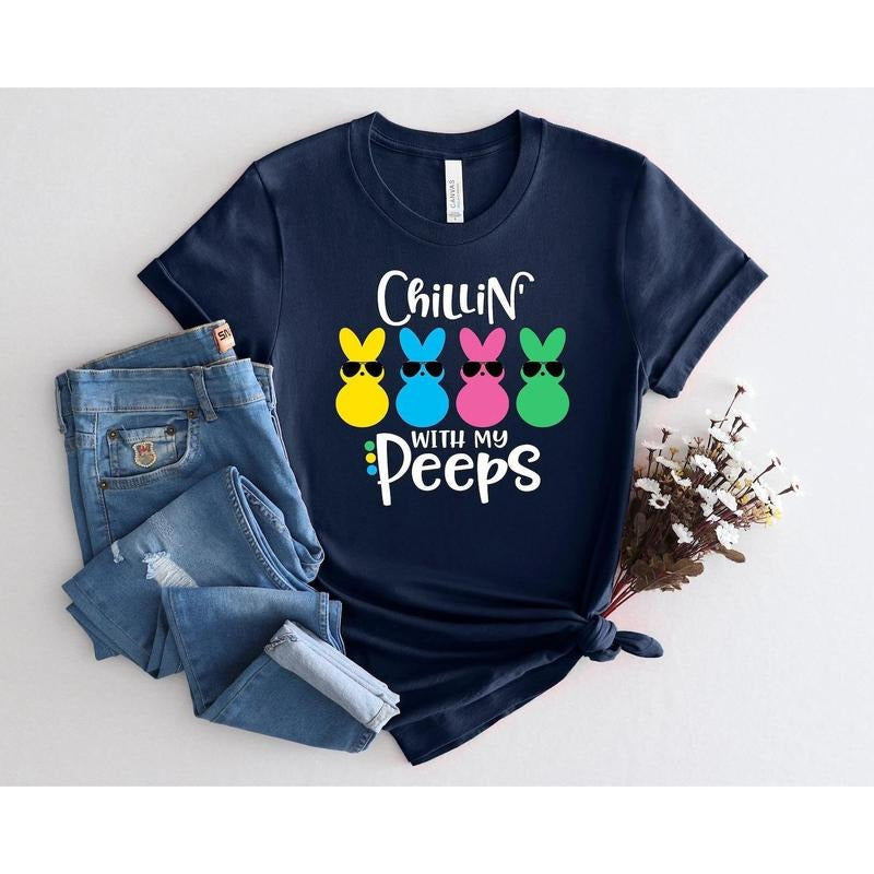 Chilling With My Peeps T-Shirt, Easter Day sweatshirt, Easter Bunny hoodie, Easter Peeps Shirt, Kids Easter Shirt, Easter...